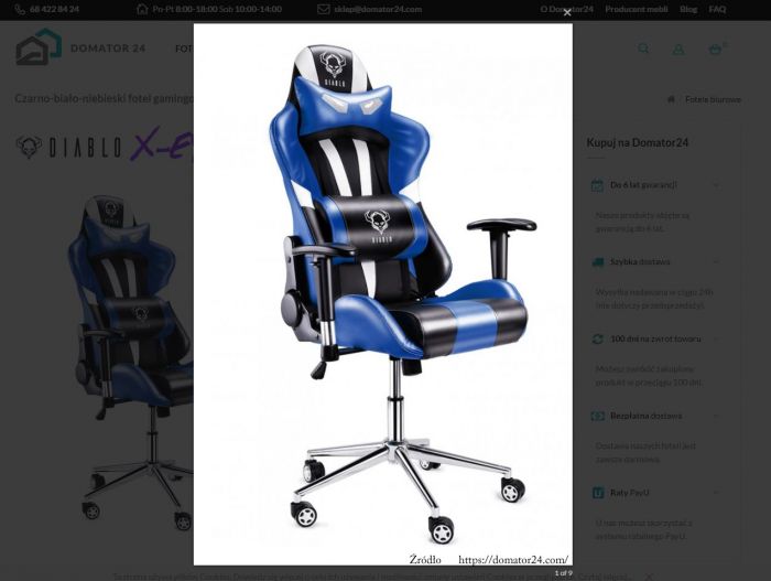 Niebieski fotel biurowy