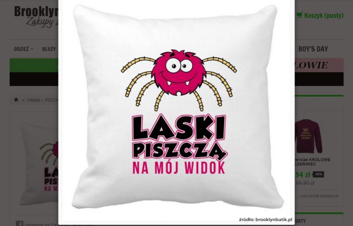 Poduszka z różowym pająkiem